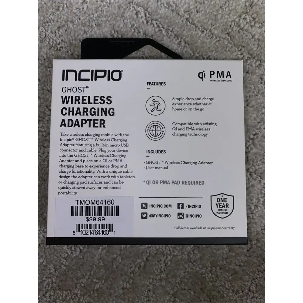 8 NEW Incipio Ghost Wireless Charging Adapter with Micro USB Connector Android